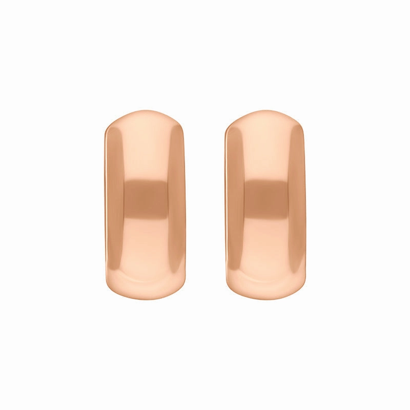 9ct Rose Gold 15x14mm Oval Domed Hoop Earrings