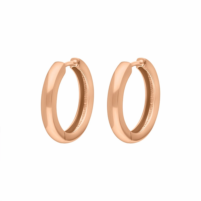 9ct Rose Gold 18mm Round Domed Hoop Earrings
