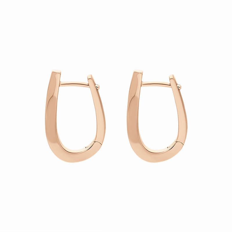 9ct Rose Gold Twisted Horseshoe Hoop Earrings