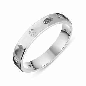 9ct White Gold 0.15ct Diamond Queen's Jubilee Hallmark 4mm Ring D