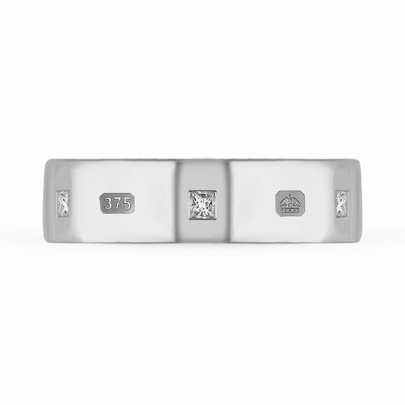9ct White Gold 0.36ct Diamond Queen's Jubilee Hallmark Princess Cut 6mm Ring D