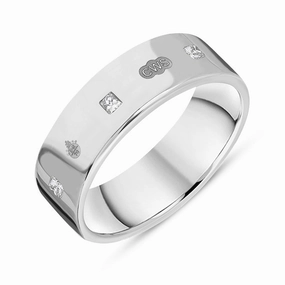 9ct White Gold 0.36ct Diamond Queen's Jubilee Hallmark Princess Cut 6mm Ring D