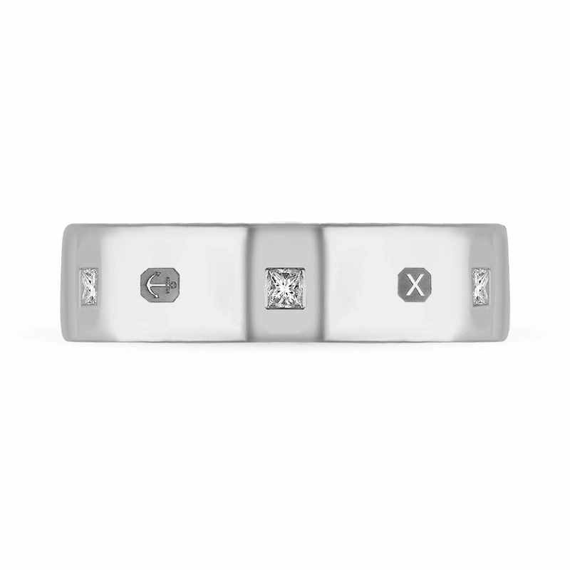 9ct White Gold 0.36ct Diamond Queen's Jubilee Hallmark Princess Cut 6mm Ring D