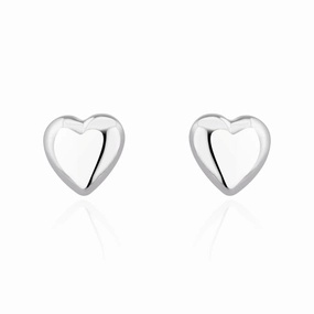 9ct White Gold 10mm Curved Heart Stud Earrings