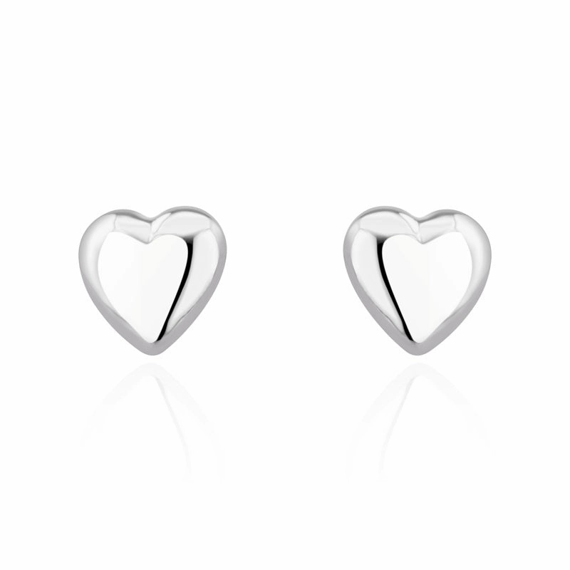 9ct White Gold 10mm Curved Heart Stud Earrings
