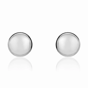 9ct White Gold 12mm Button Stud Earrings