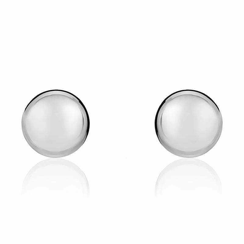 9ct White Gold 12mm Button Stud Earrings