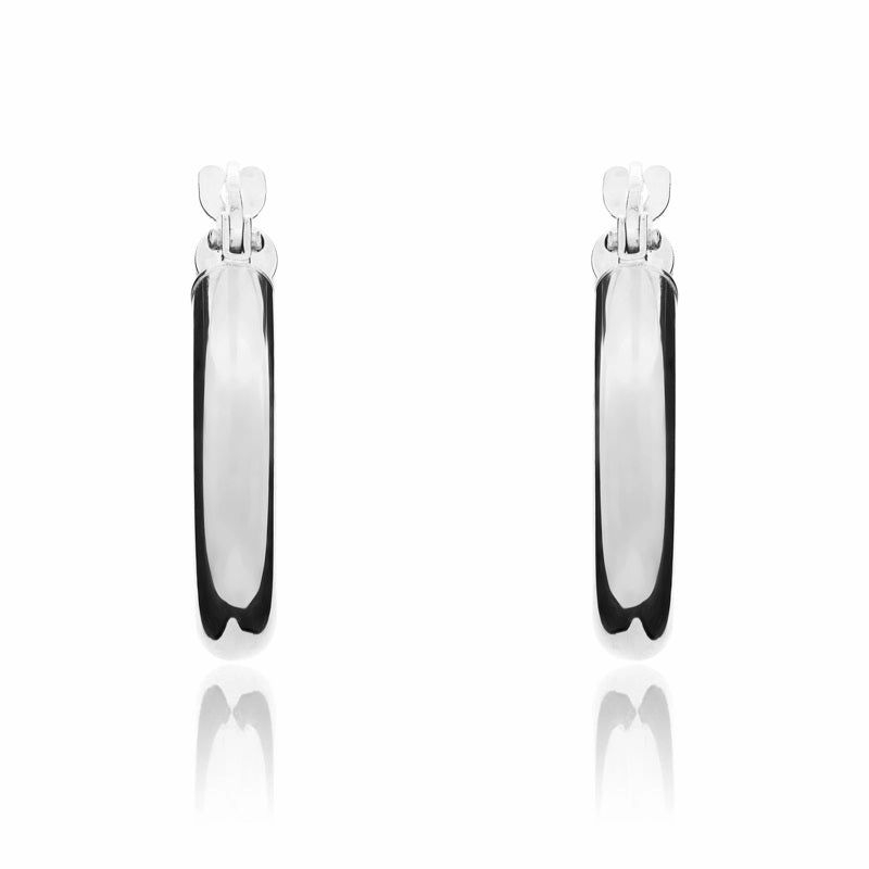 9ct White Gold 15mm Hoop Earrings