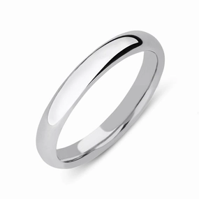 9ct White Gold 3mm Medium Court Shape Wedding Ring