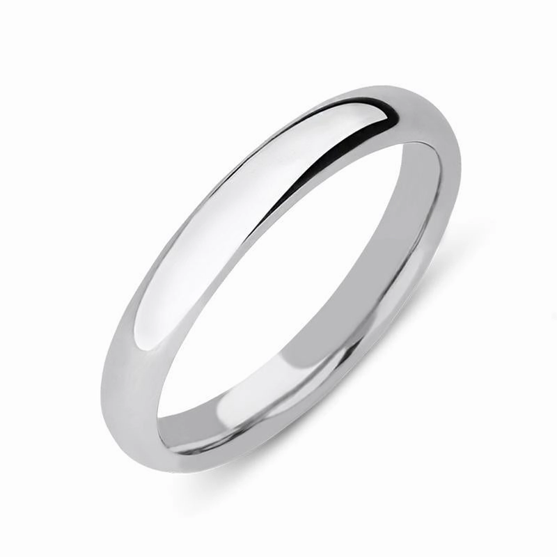 9ct White Gold 3mm Medium Court Shape Wedding Ring