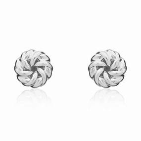 9ct White Gold 6mm Looped Knot Stud Earrings