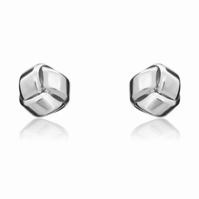9ct White Gold 8mm Looped Knot Stud Earrings