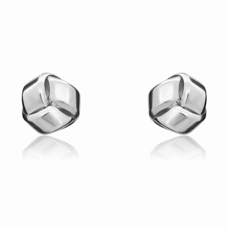 9ct White Gold 8mm Looped Knot Stud Earrings