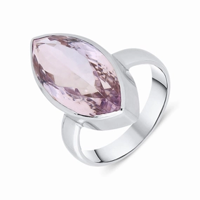 9ct White Gold Amethyst Marquise Ring