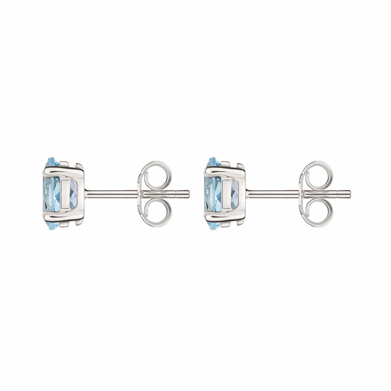 9ct White Gold Aquamarine 7x5mm Oval Claw Set Stud Earrings