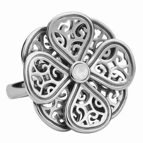 9ct White Gold Bauxite Flore Eight Petal Flower Ring