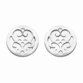 9ct White Gold Bauxite Flore Filigree Stud Earrings