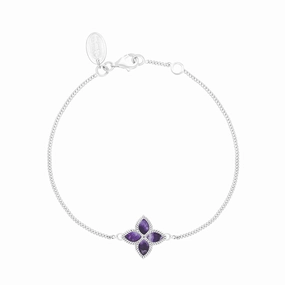 9ct White Gold Blue John eden Marquise Flower Bracelet