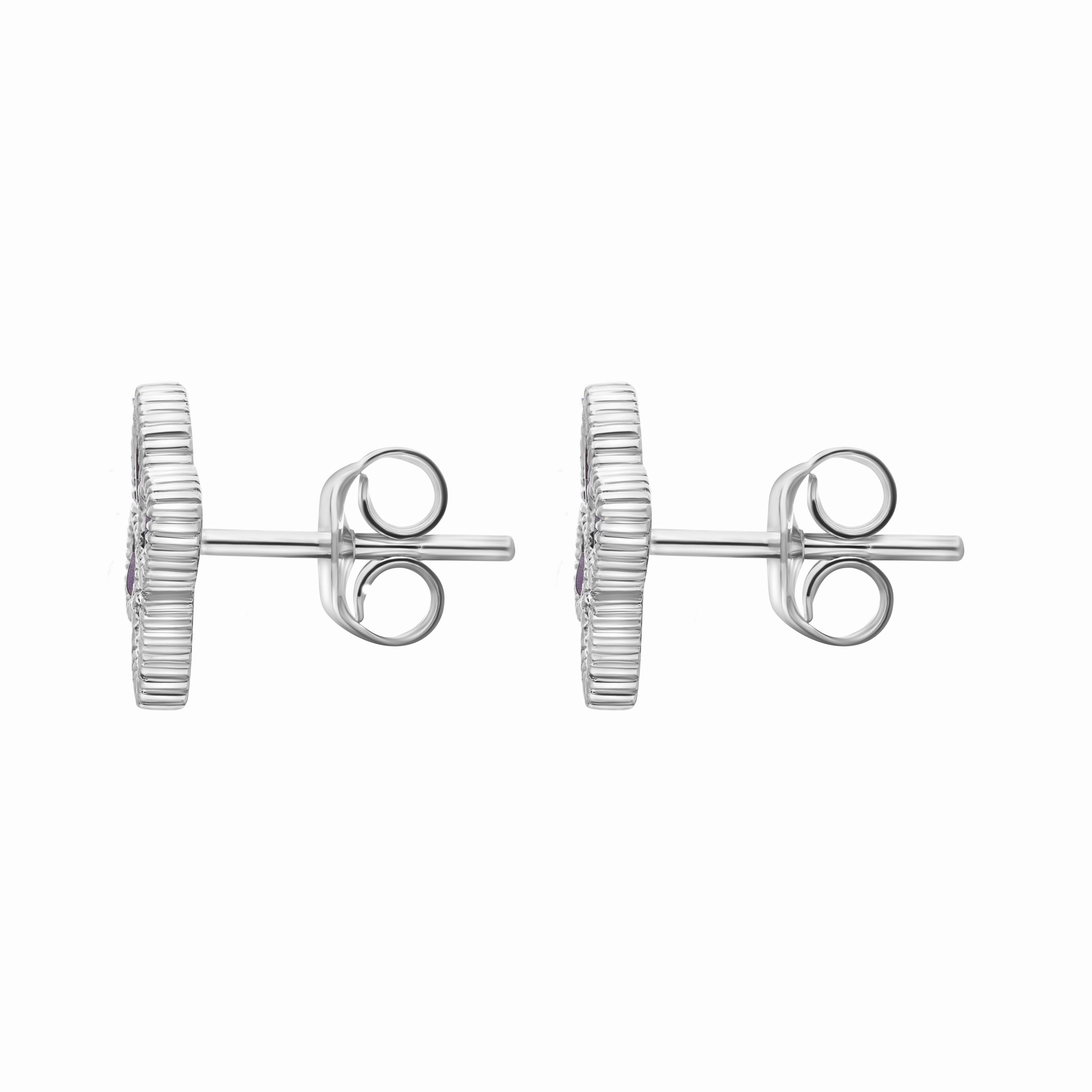 9ct White Gold Blue John eden Marquise Flower Stud Earrings