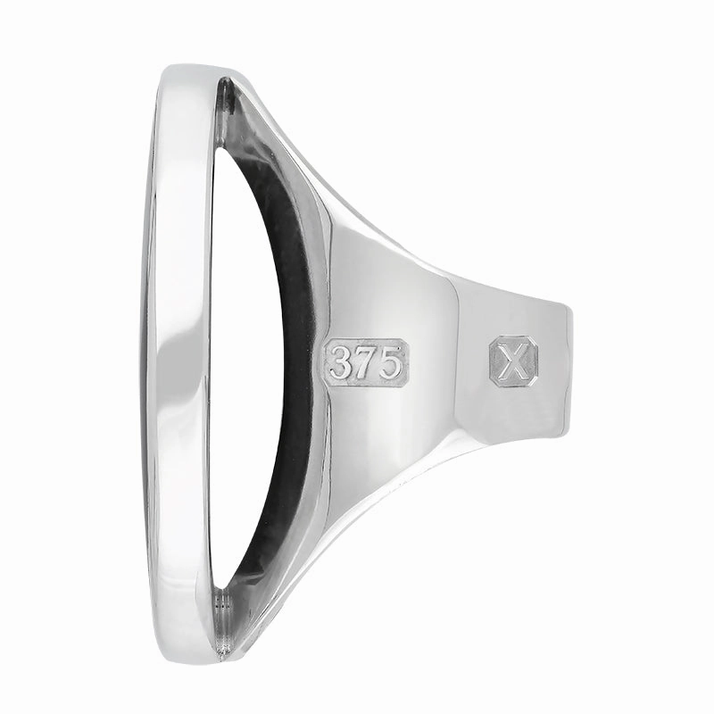 9ct White Gold Blue John Hallmark Large Round Ring