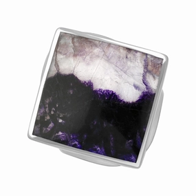 9ct White Gold Blue John Hallmark Medium Rhombus Ring