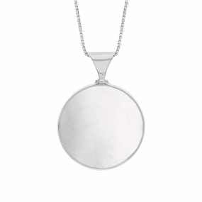 9ct White Gold Blue John Mother of Pearl King's Coronation Hallmark Double Sided Round Necklace D
