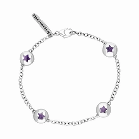 9ct White Gold Blue John Oval Star Detail Four Stone Bracelet
