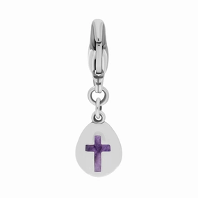 9ct White Gold Blue John Pear Shaped Cross Clip Charm