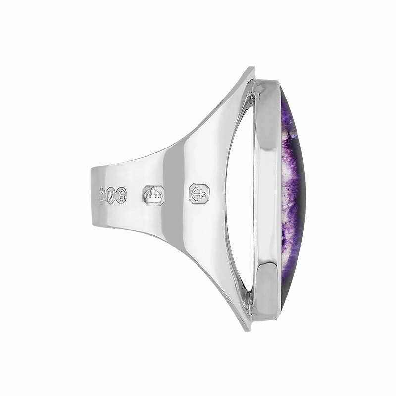 9ct White Gold Blue John Queen's Jubilee Hallmark Large Oval Ring D