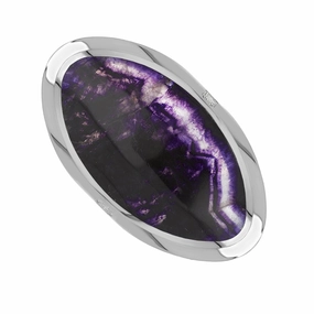 9ct White Gold Blue John Queen's Jubilee Hallmark Large Oval Ring D