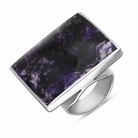 9ct White Gold Blue John Queen's Jubilee Hallmark Large Square Ring D
