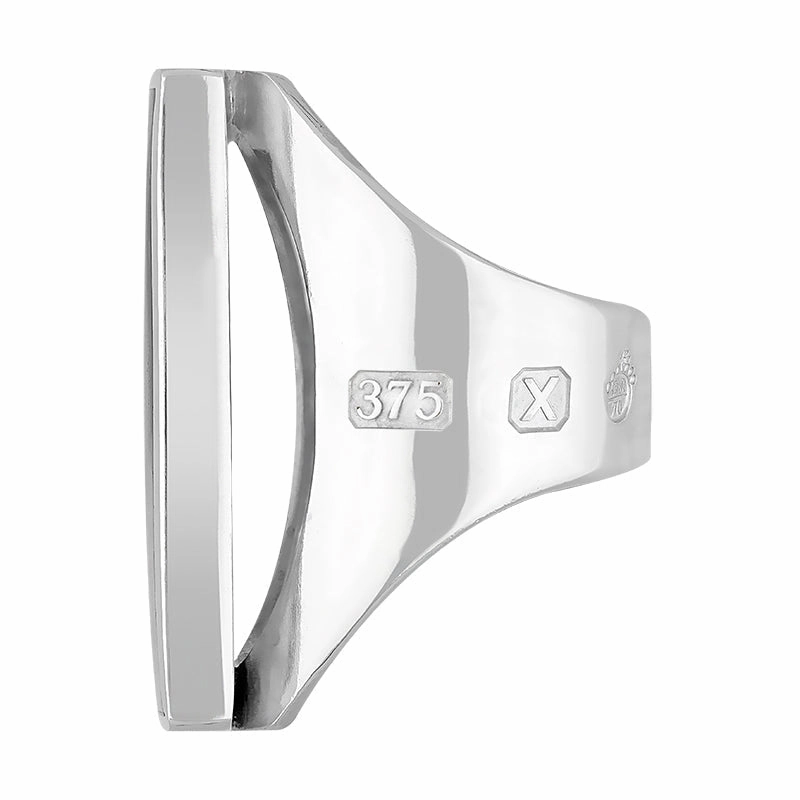9ct White Gold Blue John Queen's Jubilee Hallmark Large Square Ring D