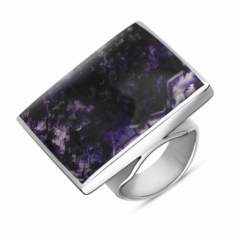 9ct White Gold Blue John Queen's Jubilee Hallmark Large Square Ring D