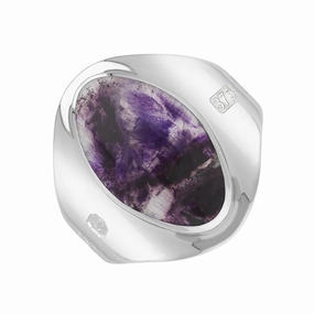 9ct White Gold Blue John Queen's Jubilee Hallmark Small Oval Ring D