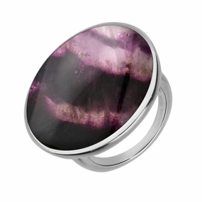 9ct White Gold Blue John Round Ring