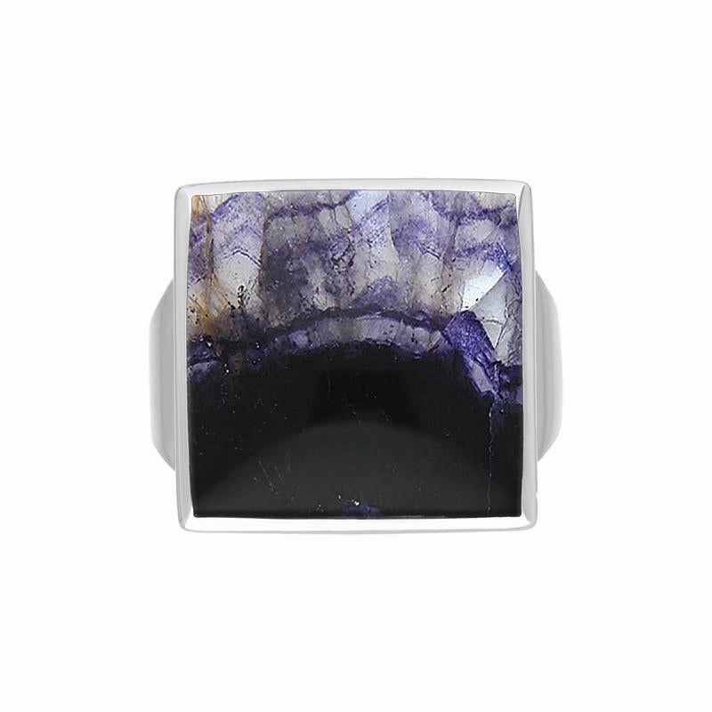 9ct White Gold Blue John Small Square Ring