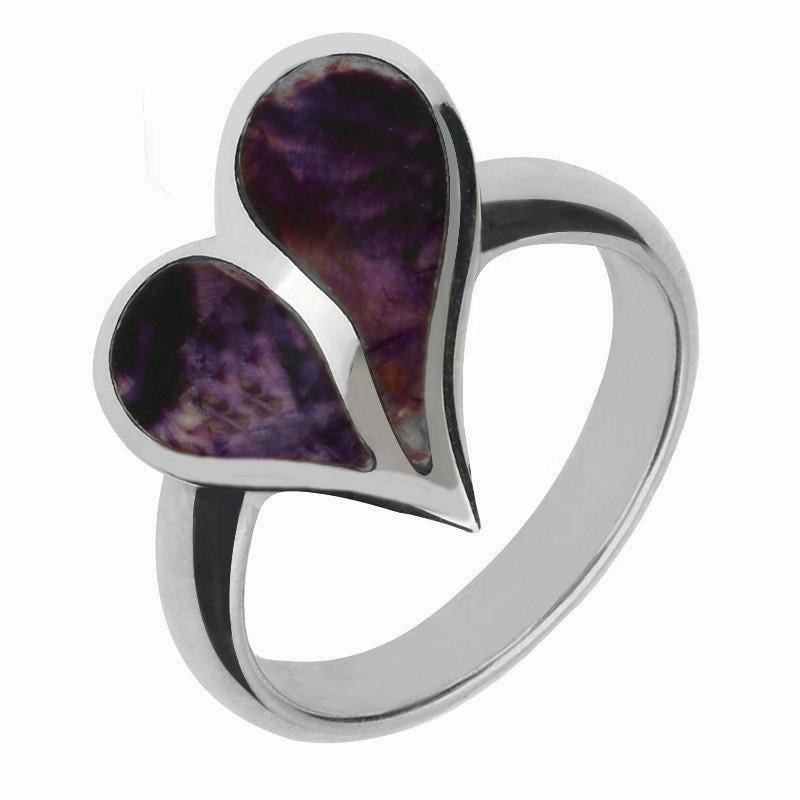 9ct White Gold Blue John Split Heart Ring