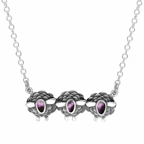 9ct White Gold Blue John Three Sheep Necklace