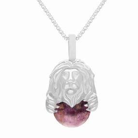 9ct White Gold Blue John Zodiac Leo 10mm Bead Pendant