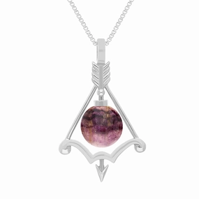 9ct White Gold Blue John Zodiac Sagittarius 8mm Bead Pendant