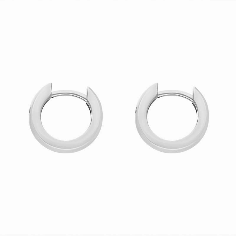 9ct White Gold Diamond 11mm Round Domed Hoop Earrings