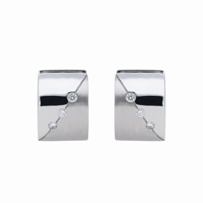 9ct White Gold Diamond Brilliant Cut Hoop Earrings