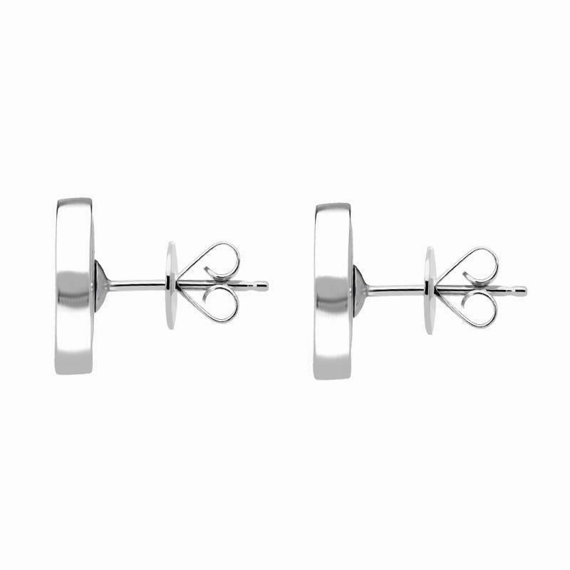 9ct White Gold Malachite Flore Filigree Stud Earrings