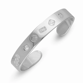 9ct White Gold Queen's Jubilee Hallmark Cuff Bangle D