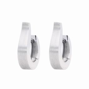9ct White Gold Satin Finish Hoop Earrings D
