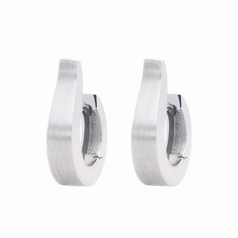9ct White Gold Satin Finish Hoop Earrings D