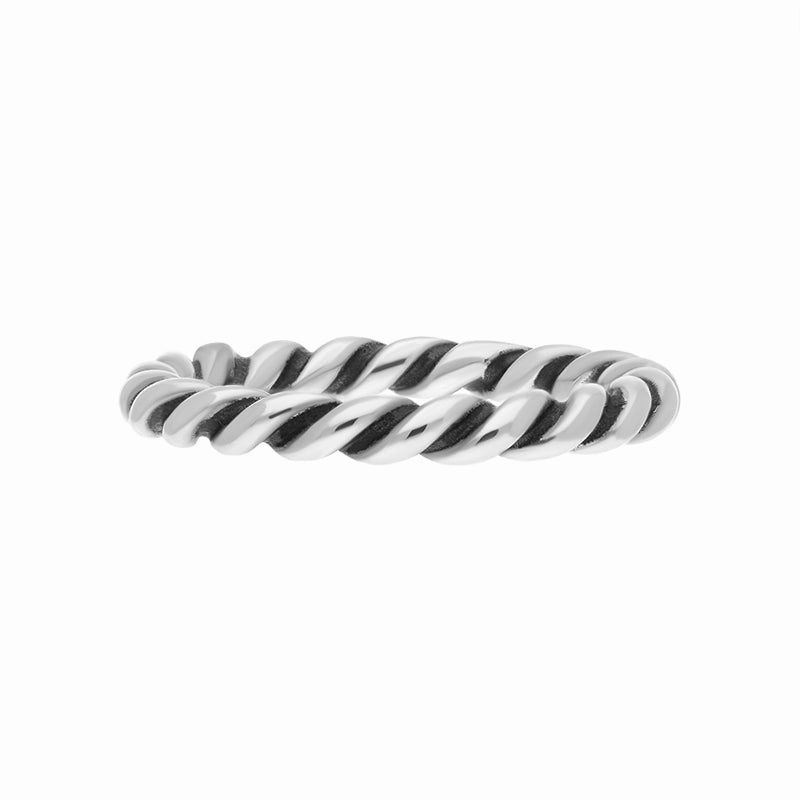 9ct White Gold Stepping Stones Twisted Rope Stacking Ring