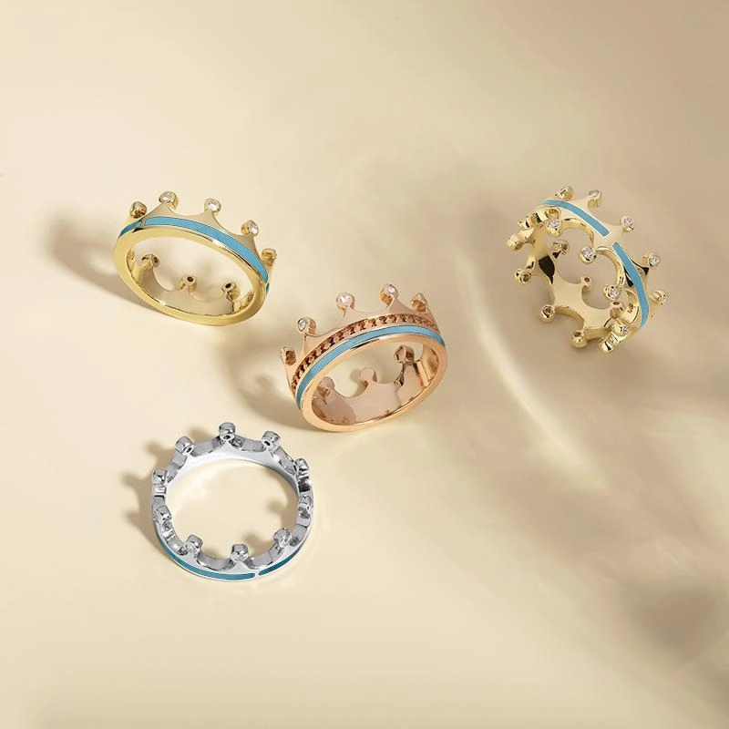 9ct White Gold Turquoise Diamond Tiara Patterned Band Ring