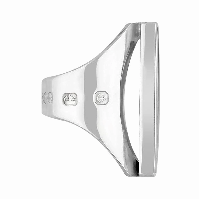 9ct White Gold Turquoise Hallmark Large Oblong Ring