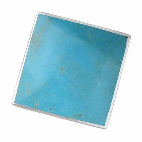 9ct White Gold Turquoise King's Coronation Hallmark Large Rhombus Ring D